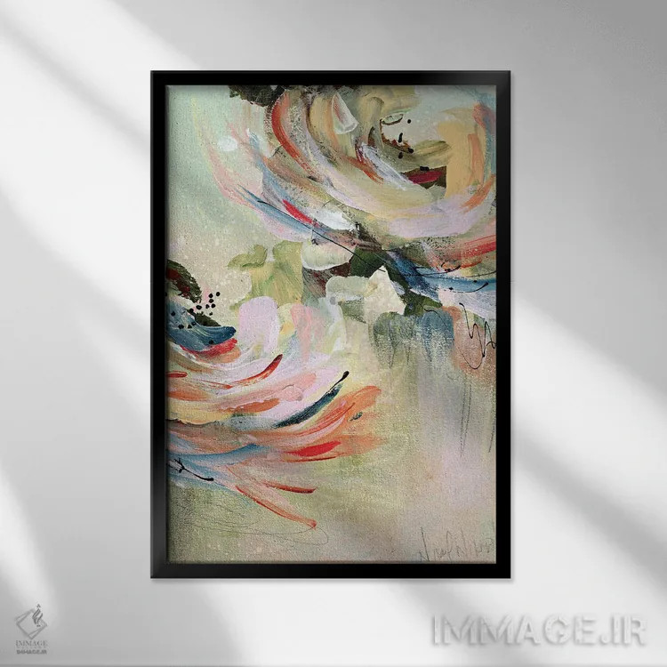 تابلو انتزاعی حس خانه اثر نیکول ویکمن - نمای قابدار مشکی