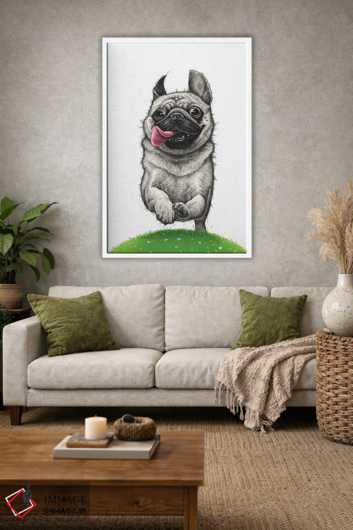 تابلو دکوراتیو پاگ در حال دویدن اثر نیکیتا کورنکوف - D1W