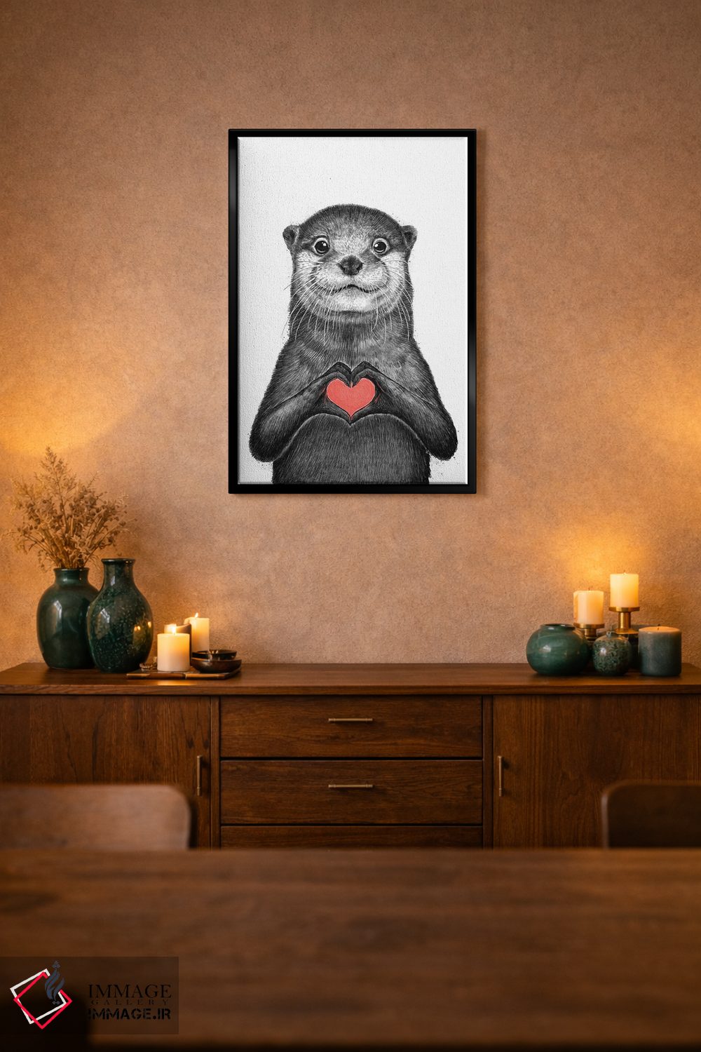 تابلو دکوراتیو سمور دریایی عاشقانه اثر نیکیتا کورنکوف - D2B