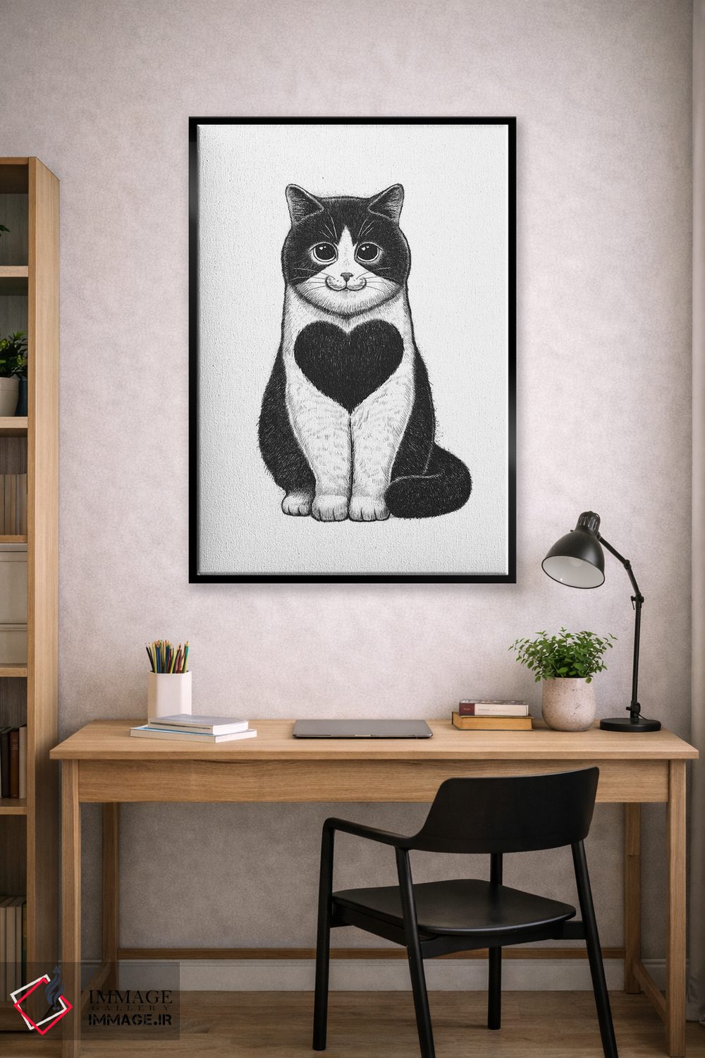 تابلو دکوراتیو گربه با قلب اثر نیکیتا کورنکوف - D3B