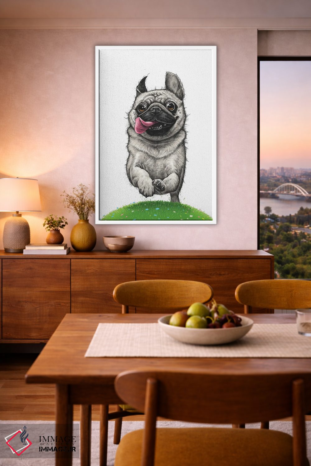 تابلو دکوراتیو پاگ در حال دویدن اثر نیکیتا کورنکوف - D5W