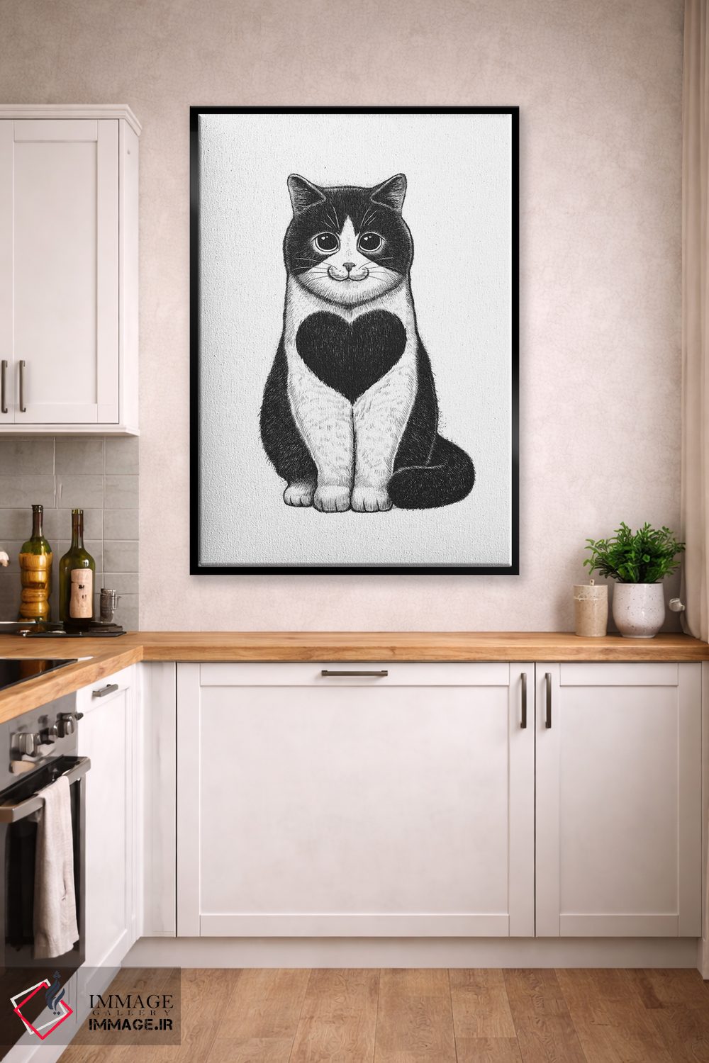 تابلو دکوراتیو گربه با قلب اثر نیکیتا کورنکوف - D4B