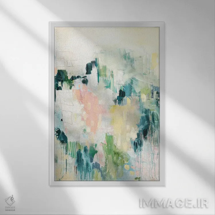 تابلو انتزاعی پیاده روی در پارک اثر نیکول ویکمن - نمای قابدار سفید