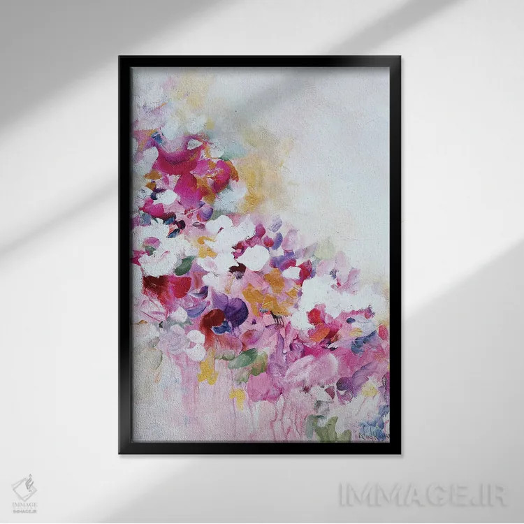 تابلو انتزاعی پیش درآمد تابستان اثر نیکول ویکمن - نمای قابدار مشکی