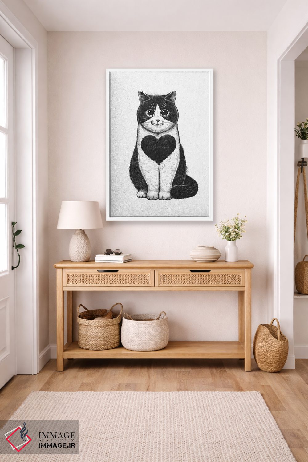 تابلو دکوراتیو گربه با قلب اثر نیکیتا کورنکوف - D6W