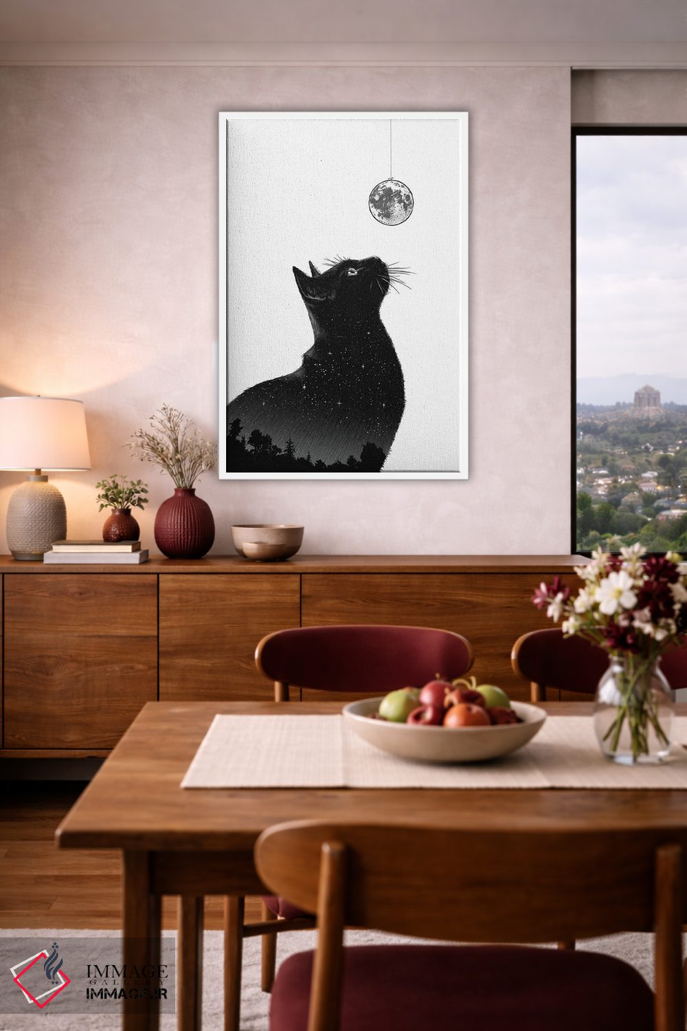 تابلو دکوراتیو گربه شبانه اثر نیکیتا کورنکوف - D3W