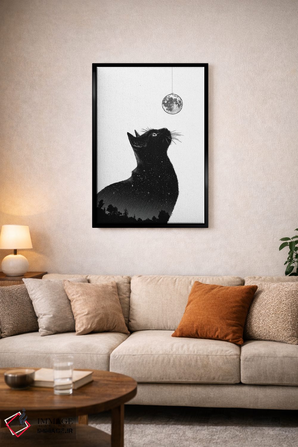 تابلو دکوراتیو گربه شبانه اثر نیکیتا کورنکوف - D4B
