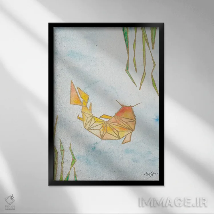 تابلو دکوراتیو کوی اوریگامی اثر نولا جیمز - نمای قابدار مشکی