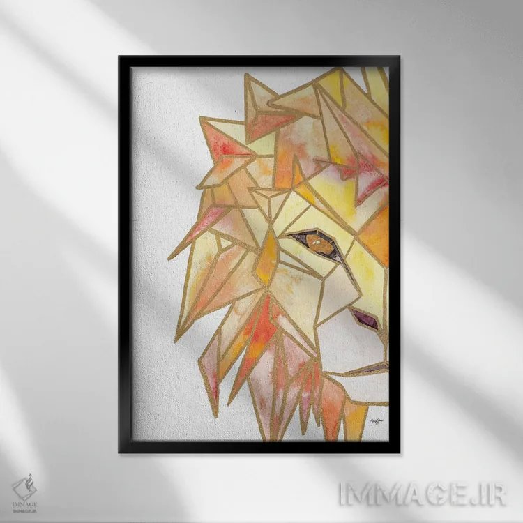 تابلو دکوراتیو شیر رترو اثر نولا جیمز - نمای قابدار مشکی