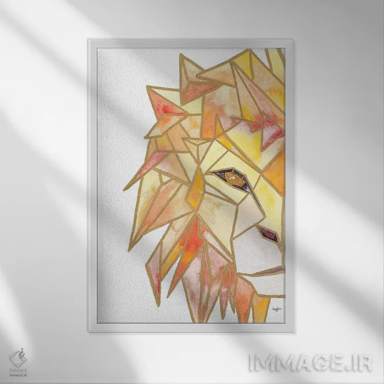 تابلو دکوراتیو شیر رترو اثر نولا جیمز - نمای قابدار سفید