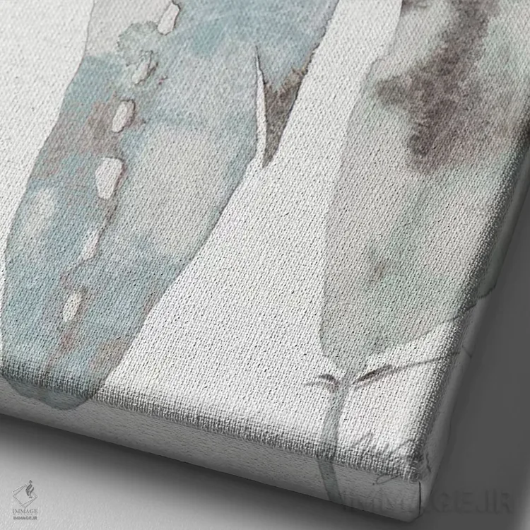 تابلو دکوراتیو سه پر آبی اثر نولا جیمز - نمای نزدیک بافت بوم