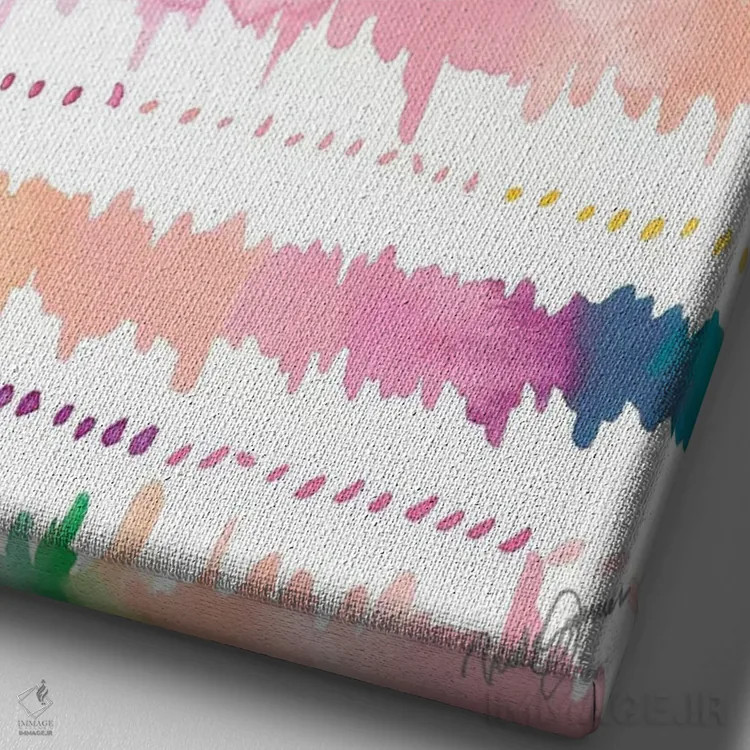 تابلو دکوراتیو نوارهای رنگارنگ I اثر نولا جیمز - نمای نزدیک بافت بوم