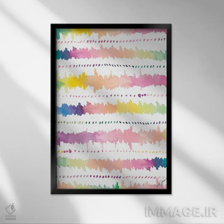 تابلو دکوراتیو نوارهای رنگارنگ I اثر نولا جیمز - نمای قابدار مشکی