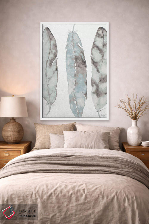 تابلو دکوراتیو سه پر آبی اثر نولا جیمز - D2W