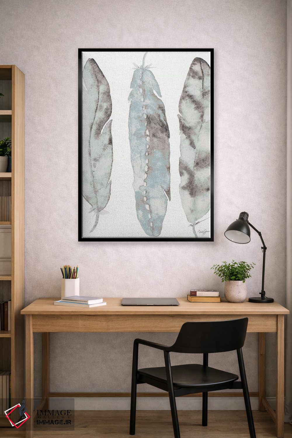 تابلو دکوراتیو سه پر آبی اثر نولا جیمز - D3B