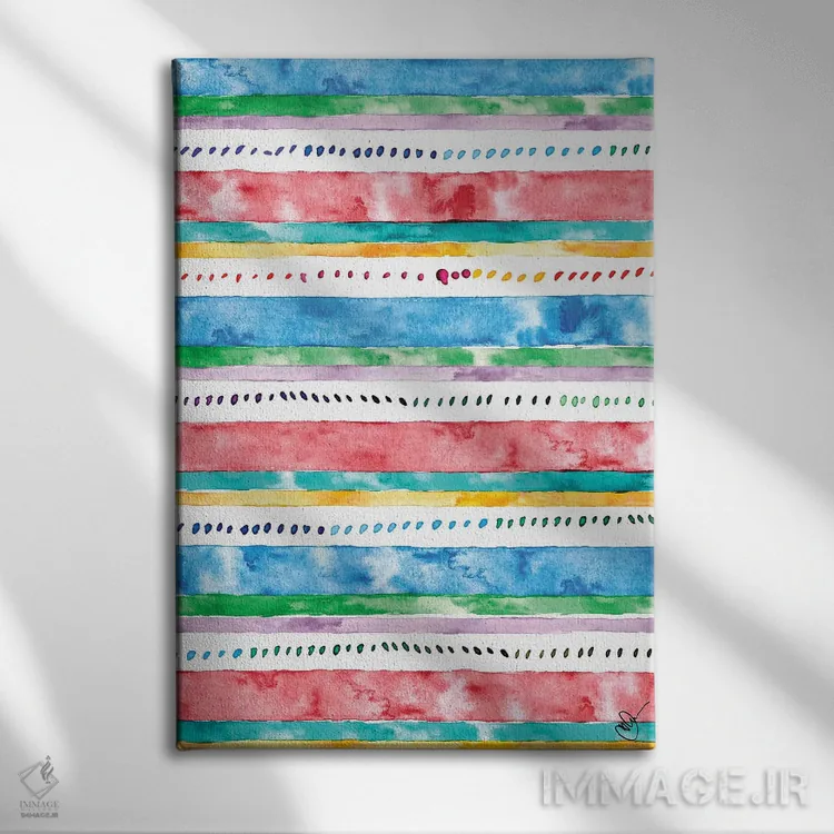 تابلو دکوراتیو نوارهای رنگارنگ II اثر نولا جیمز - نمای روبهرو روی دیوار
