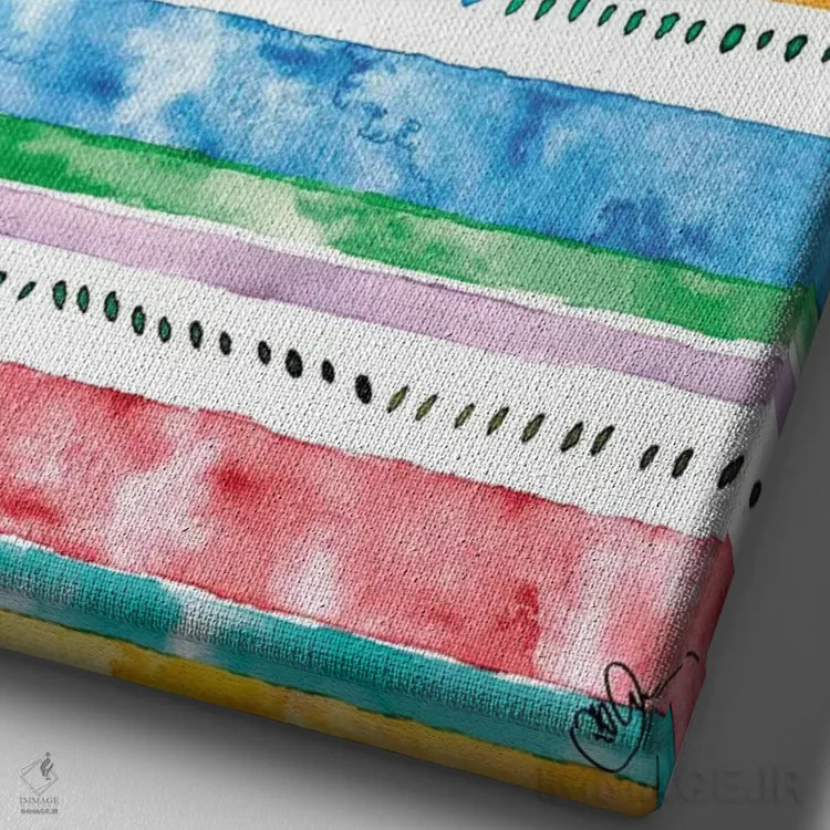 تابلو دکوراتیو نوارهای رنگارنگ II اثر نولا جیمز - نمای نزدیک بافت بوم