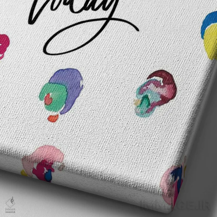 تابلو دکوراتیو شادی خود را پیدا کن اثر نولا جیمز - نمای نزدیک بافت بوم