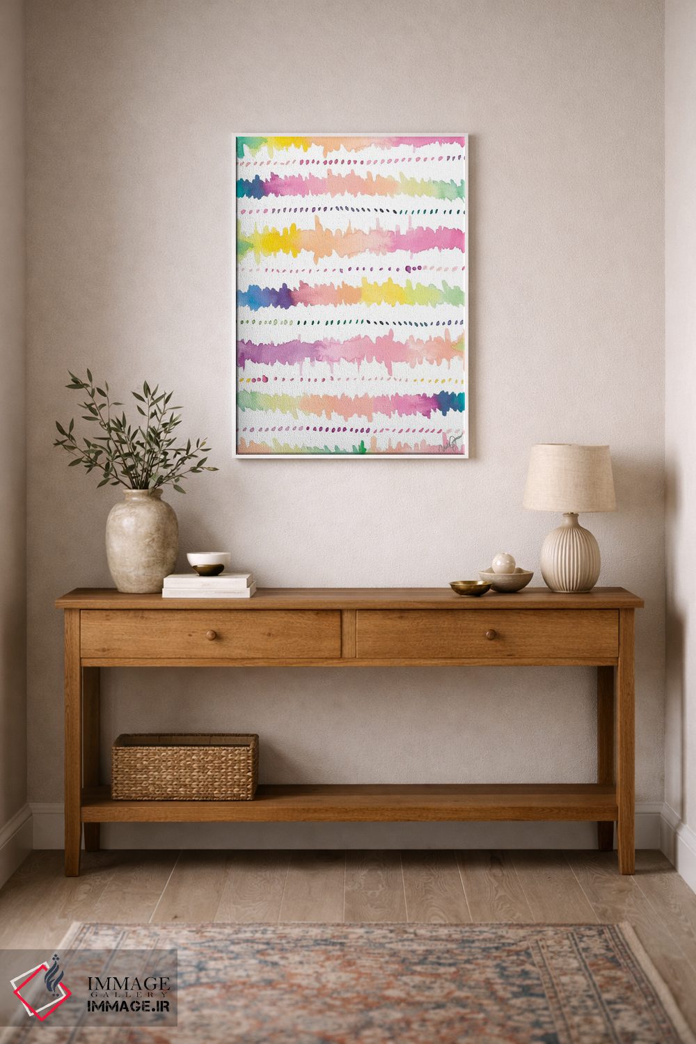 تابلو دکوراتیو نوارهای رنگارنگ I اثر نولا جیمز - D1W