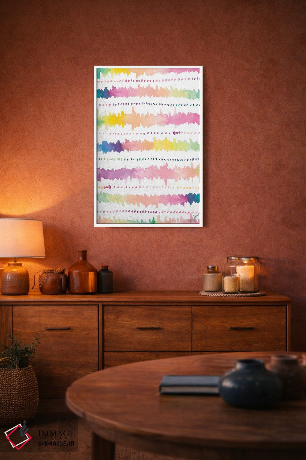 تابلو دکوراتیو نوارهای رنگارنگ I اثر نولا جیمز - D3W