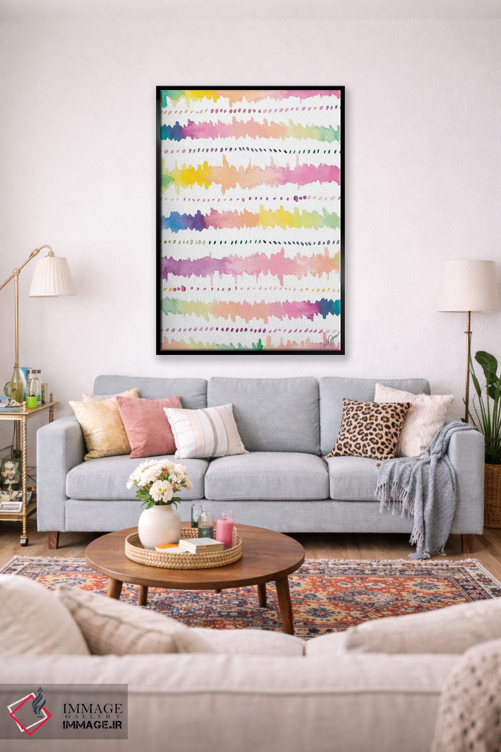 تابلو دکوراتیو نوارهای رنگارنگ I اثر نولا جیمز - D2B