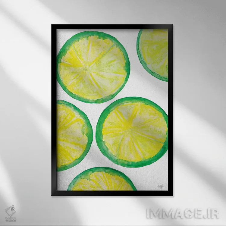 تابلو دکوراتیو ضربه ی میوه ای II اثر نولا جیمز - نمای قابدار مشکی