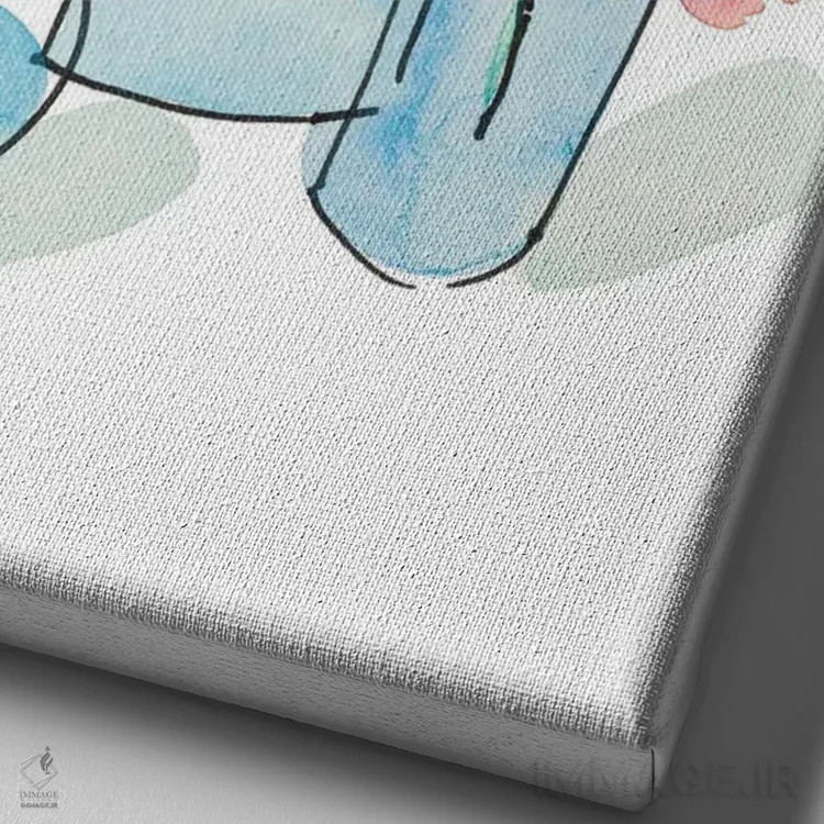 تابلو دکوراتیو سه گلدان اثر نولا جیمز - نمای نزدیک بافت بوم