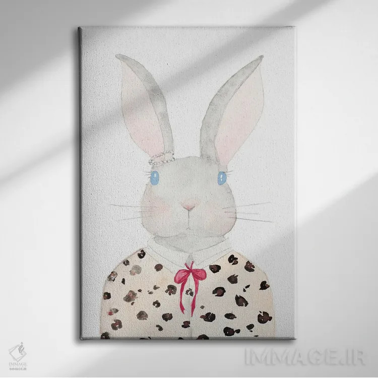 تابلو دکوراتیو خرگوش بافتنی اثر نولا جیمز - نمای روبهرو روی دیوار