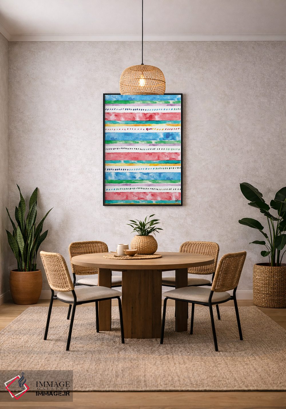 تابلو دکوراتیو نوارهای رنگارنگ II اثر نولا جیمز - D4B