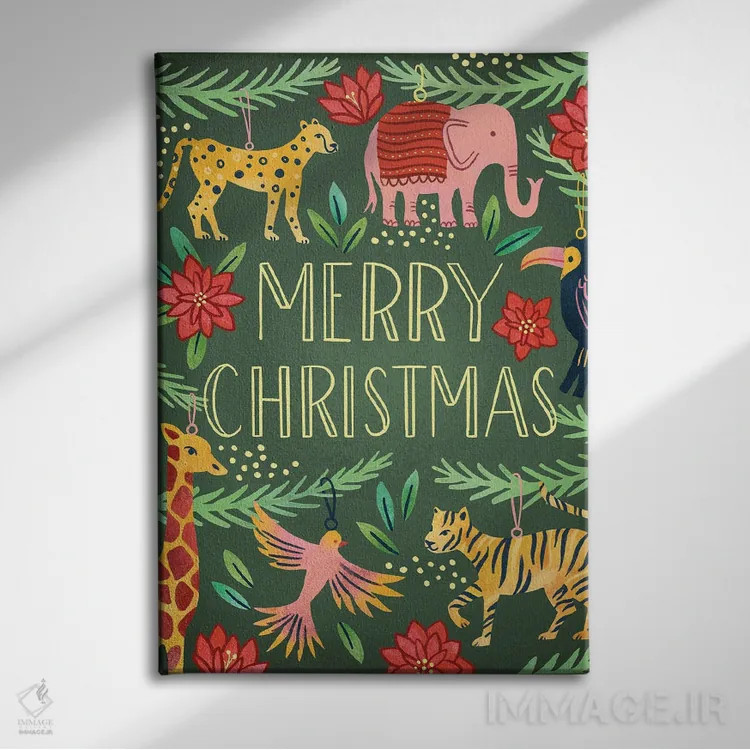 تابلو دکوراتیو کریسمس مبارک اثر ناتالی آدامز - نمای روبهرو روی دیوار