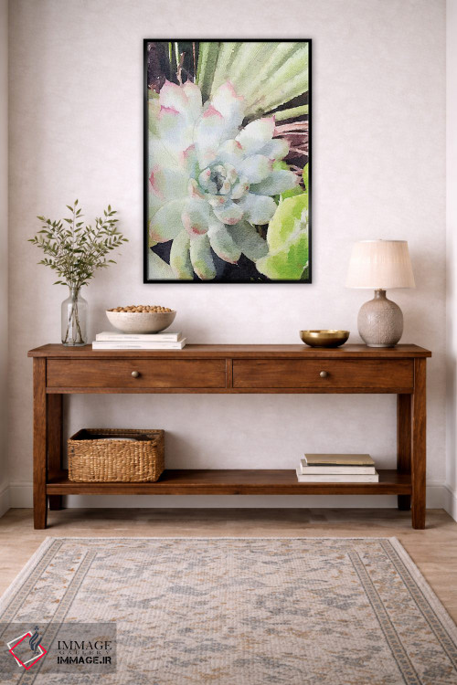 تابلو دکوراتیو ساکولنت سبز آبرنگی اثر نولا جیمز - D3B