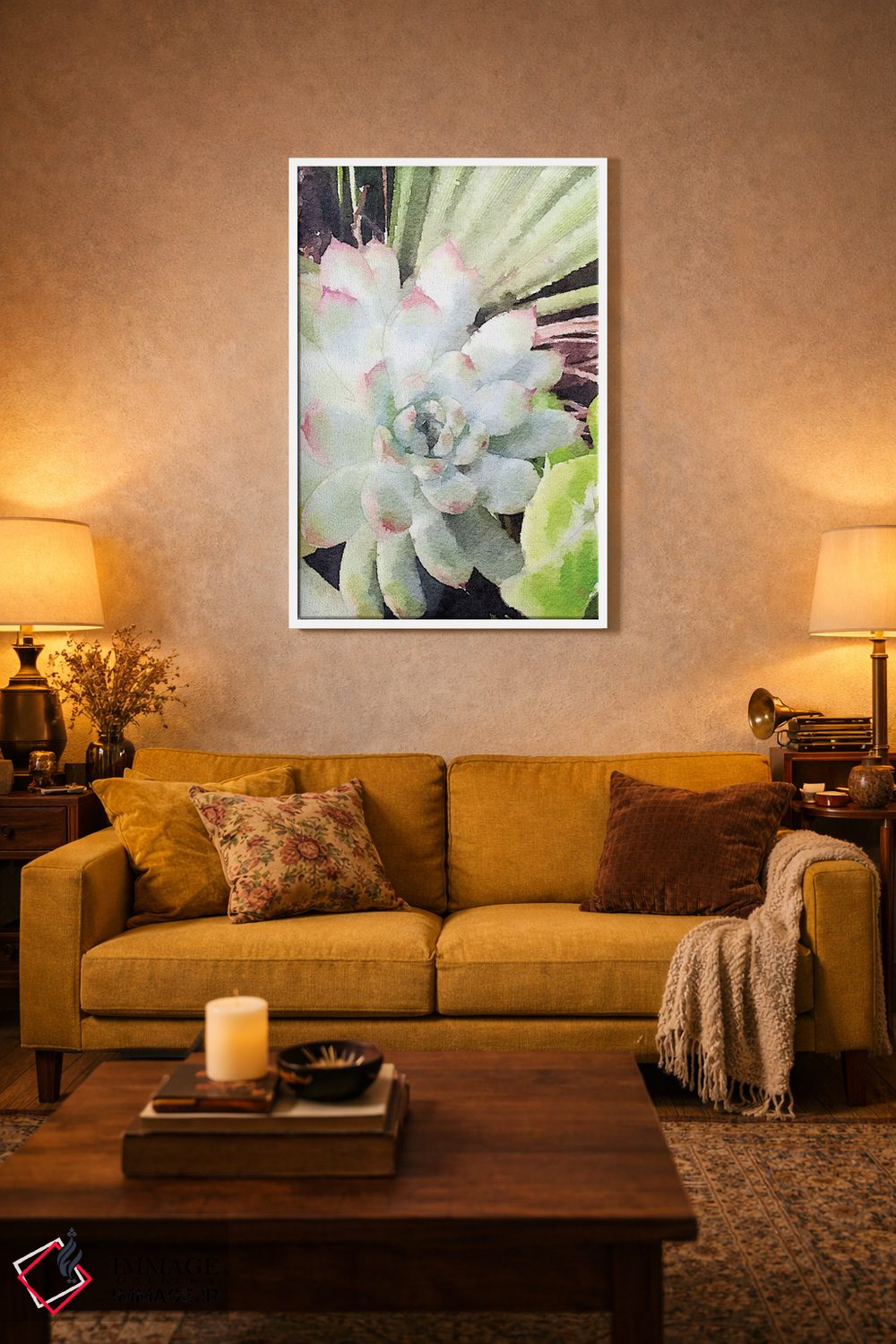 تابلو دکوراتیو ساکولنت سبز آبرنگی اثر نولا جیمز - D2W