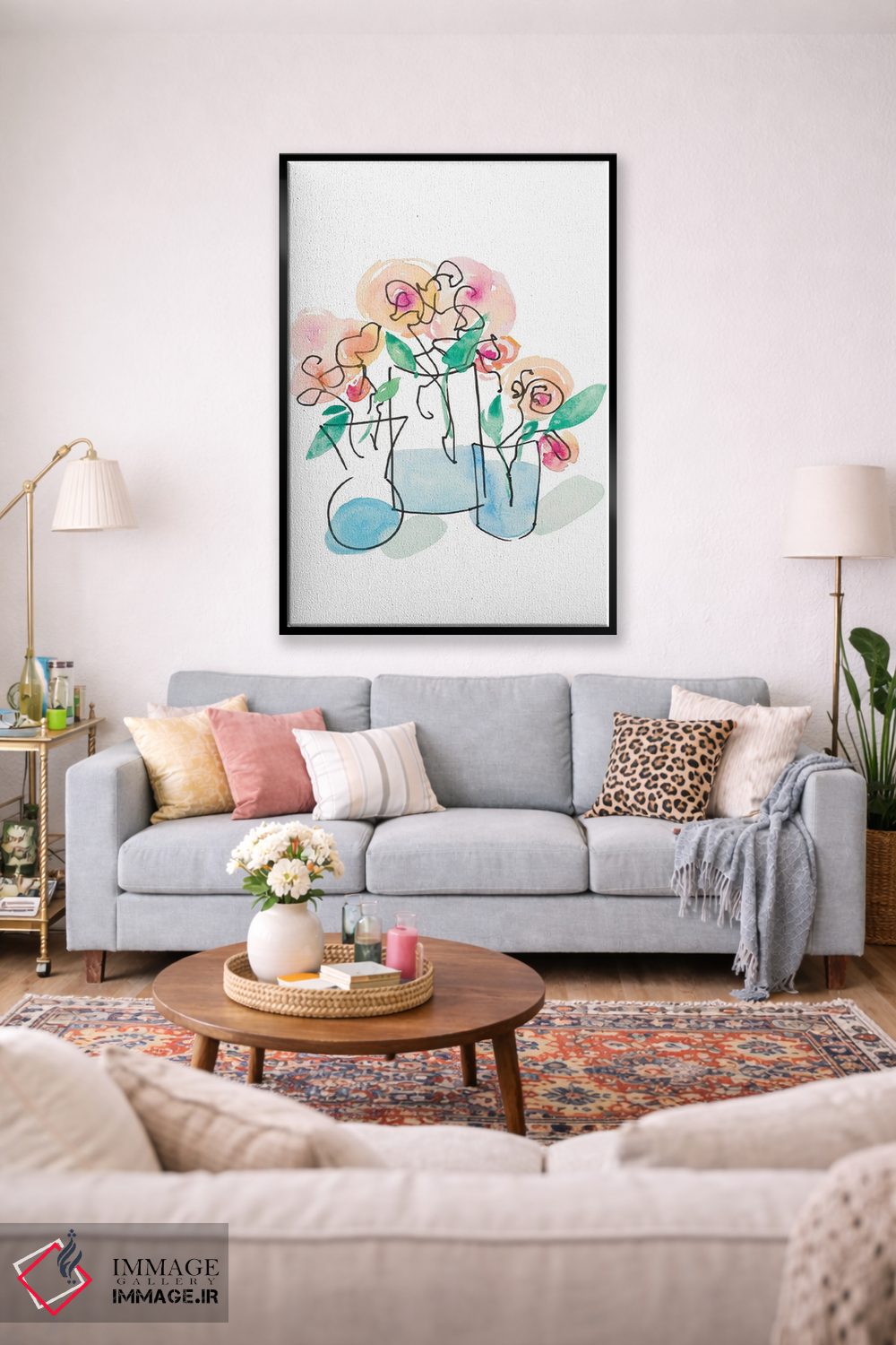 تابلو دکوراتیو سه گلدان اثر نولا جیمز - D1B