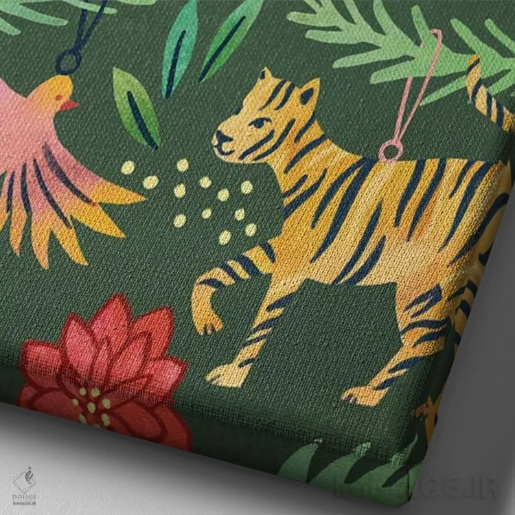 تابلو دکوراتیو کریسمس مبارک اثر ناتالی آدامز - نمای نزدیک بافت بوم