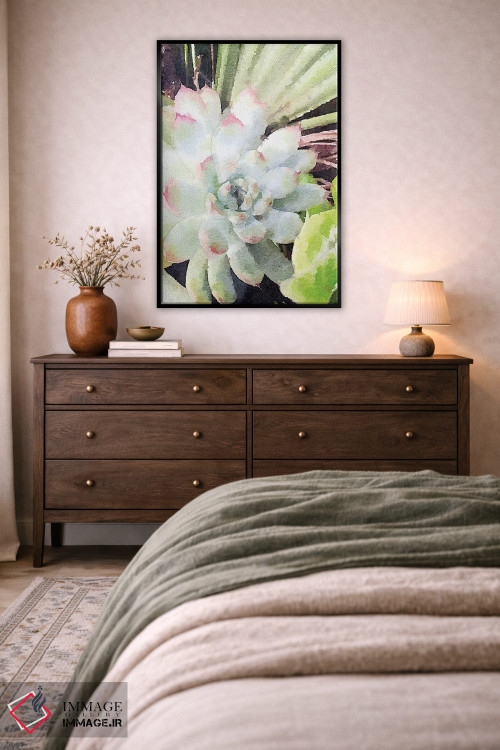 تابلو دکوراتیو ساکولنت سبز آبرنگی اثر نولا جیمز - D4B