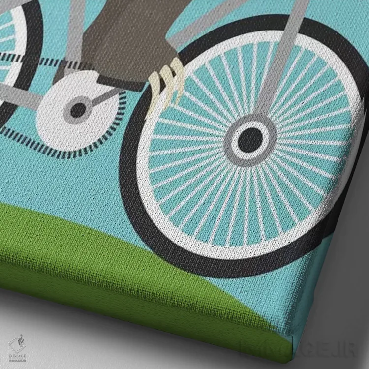 تابلو دکوراتیو تنبل دوچرخه سوار اثر نانسی لی - نمای نزدیک بافت بوم