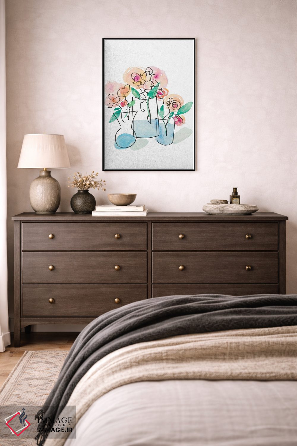 تابلو دکوراتیو سه گلدان اثر نولا جیمز - D3B