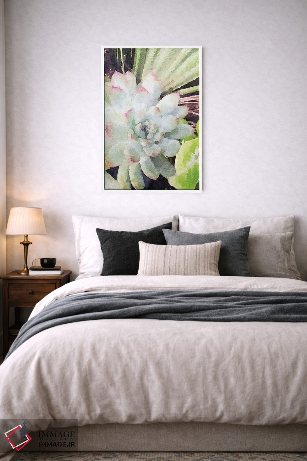 تابلو دکوراتیو ساکولنت سبز آبرنگی اثر نولا جیمز - D5W