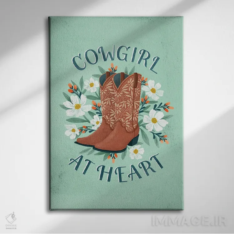 تابلو دکوراتیو کابوی زن از دل اثر ناتالی آدامز - نمای روبهرو روی دیوار