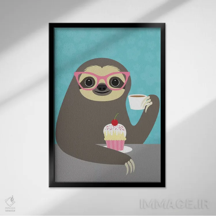 تابلو دکوراتیو تنبل دیوا اثر نانسی لی - نمای قابدار مشکی