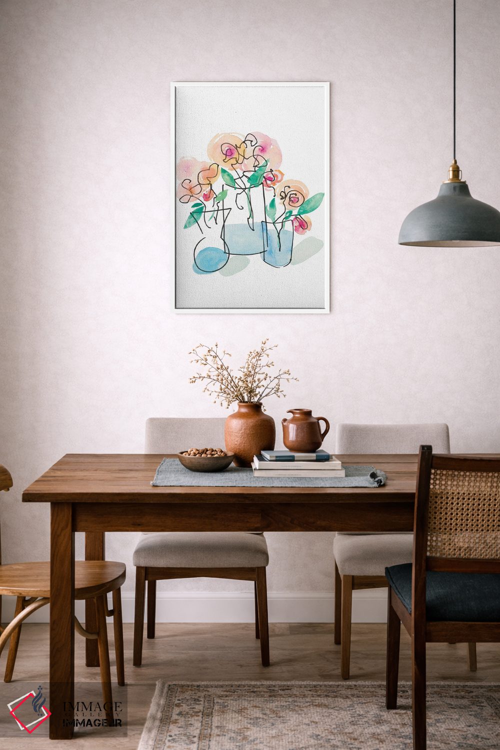 تابلو دکوراتیو سه گلدان اثر نولا جیمز - D6W