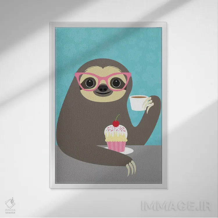 تابلو دکوراتیو تنبل دیوا اثر نانسی لی - نمای قابدار سفید