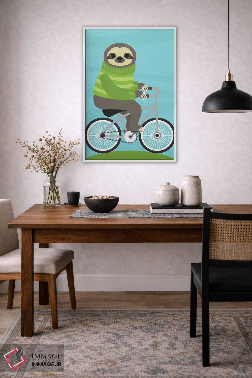 تابلو دکوراتیو تنبل دوچرخه سوار اثر نانسی لی - D3W