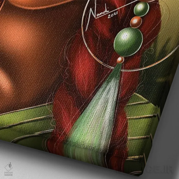 تابلو دکوراتیو چشمان زمردی اثر ناندی ال. فرناندز - نمای نزدیک بافت بوم