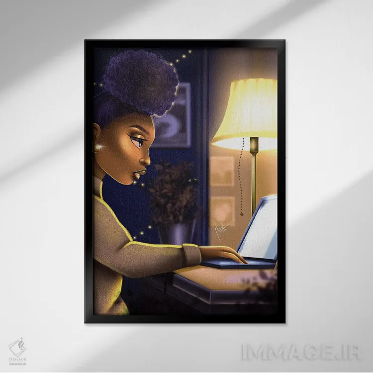 تابلو دکوراتیو جغد شب اثر ناندی ال. فرناندز - نمای قابدار مشکی