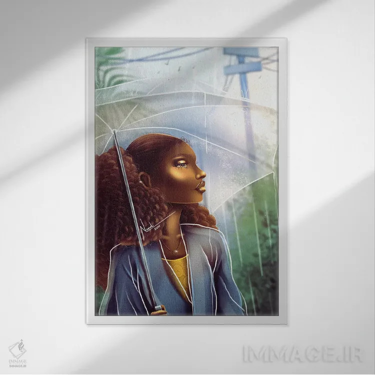 تابلو دکوراتیو روز بارانی اثر ناندی ال. فرناندز - نمای قابدار سفید