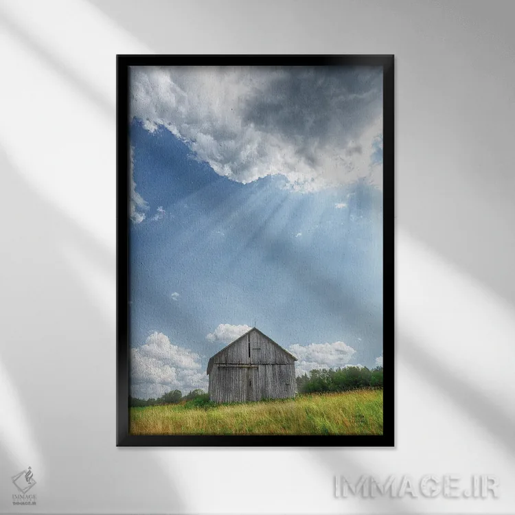 تابلو دکوراتیو پرتوهای انبار اثر نیتن لارسون - نمای قابدار مشکی