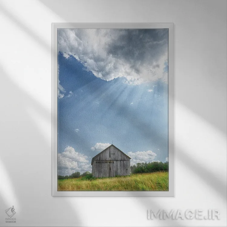 تابلو دکوراتیو پرتوهای انبار اثر نیتن لارسون - نمای قابدار سفید