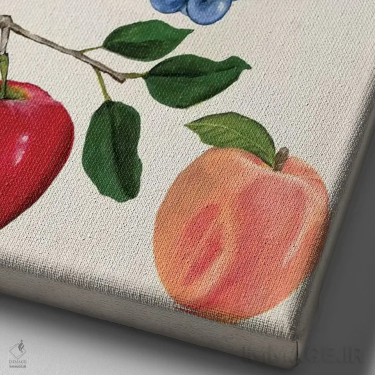 تابلو دکوراتیو مجموعه میوه ها یک اثر نائومی مک کاویت - نمای نزدیک بافت بوم