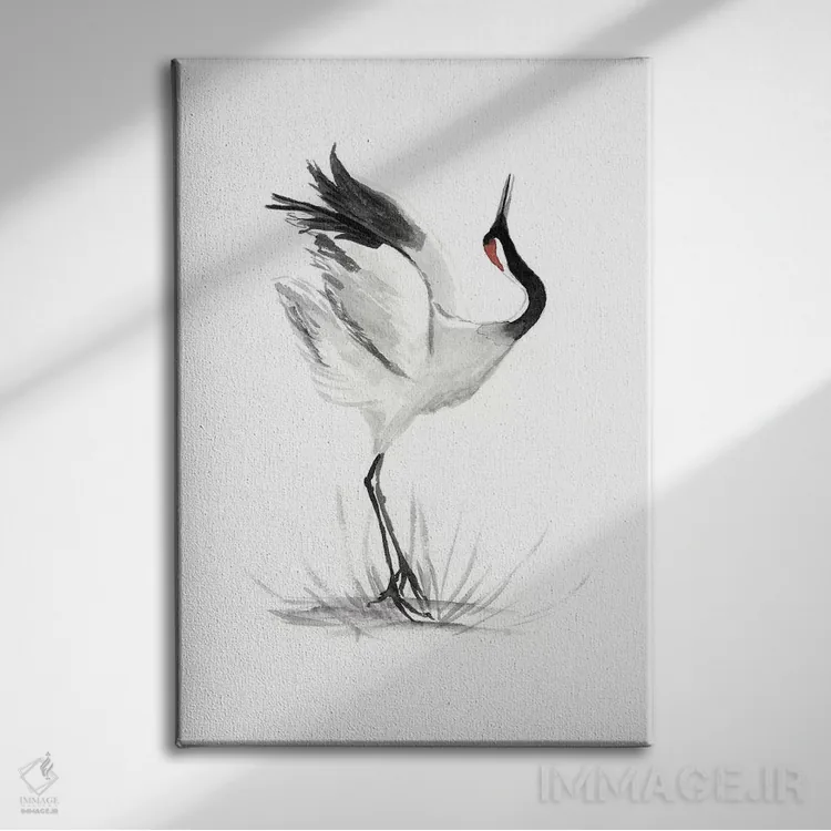 تابلو دکوراتیو درناهای ژاپنی یک اثر نائومی مک کاویت - نمای روبهرو روی دیوار